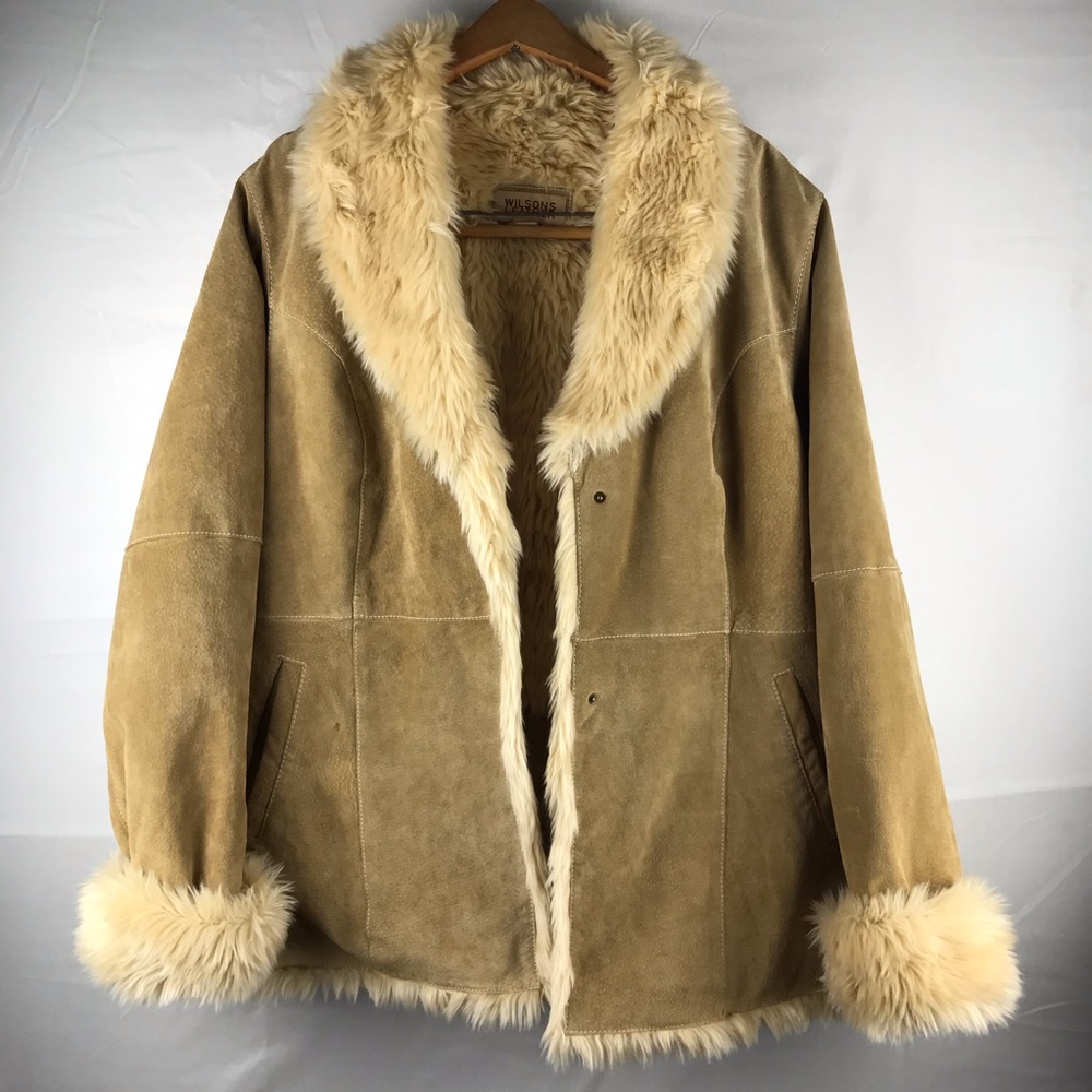 Wilsons leather Boho vintage fur lined coat